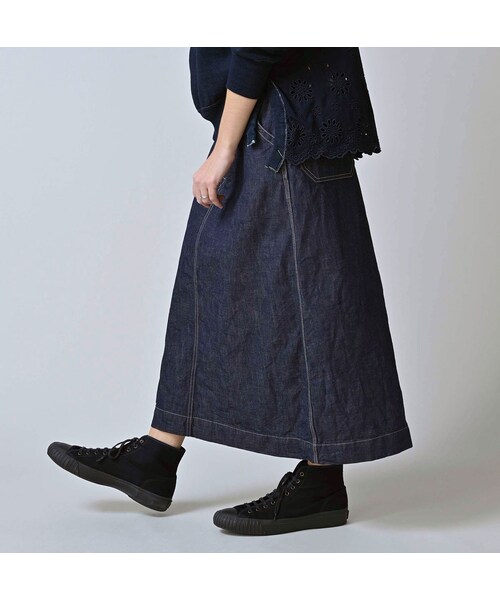 45R（フォーティファイブアール）の「ワークインディゴのペインタースカート（スカート・レディース・73-インディゴ・02-M/03-L/04-XL）」の5枚目の写真