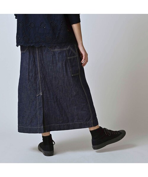 45R（フォーティファイブアール）の「ワークインディゴのペインタースカート（スカート・レディース・73-インディゴ・02-M/03-L/04-XL）」の6枚目の写真