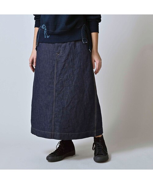 45R（フォーティファイブアール）の「ワークインディゴのペインタースカート（スカート・レディース・73-インディゴ・02-M/03-L/04-XL）」の4枚目の写真