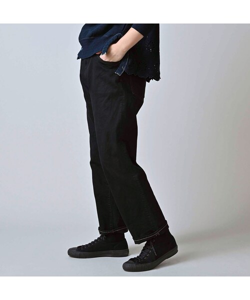 45R（フォーティファイブアール）の「ライ麦デニムのクロスビー5（再び・重 ブラック）（パンツ・レディース・62-R66 股下70cm/63-R66 股下75cm・06-32インチ/08-34インチ）」の7枚目の写真