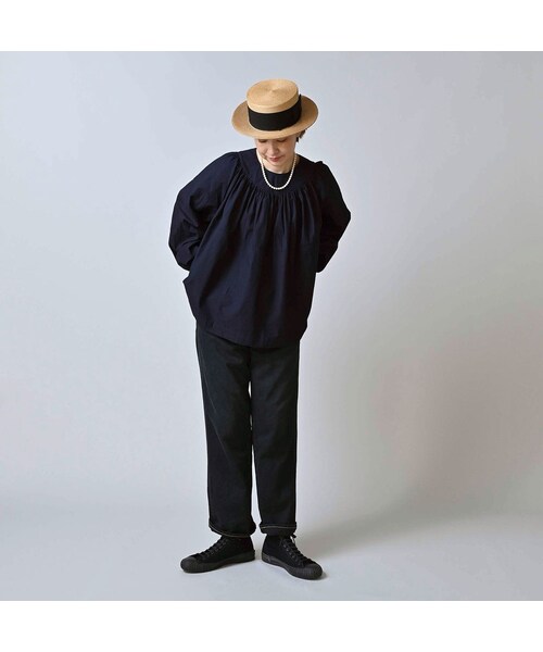 45R（フォーティファイブアール）の「ライ麦デニムのクロスビー5（再び・淡 ブラック）（パンツ・レディース・62-R66 股下70cm/63-R66 股下75cm・08-34インチ）」の4枚目の写真