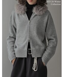 Re:EDIT（リエディ）の「ファーフードジップニットカーディガン - トップス通販 | 人気レディースファッション - Re:EDIT（リエディ）（その他）」