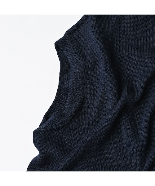 45R（フォーティファイブアール）の「ローゲージ超ガーゼのMベスト（インディゴ）（トップス・レディース・73-影色納戸・00-フリー）」の11枚目の写真