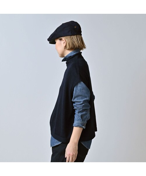 45R（フォーティファイブアール）の「ローゲージ超ガーゼのMベスト（インディゴ）（トップス・レディース・73-影色納戸・00-フリー）」の5枚目の写真