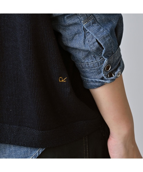 45R（フォーティファイブアール）の「ローゲージ超ガーゼのMベスト（インディゴ）（トップス・レディース・73-影色納戸・00-フリー）」の9枚目の写真