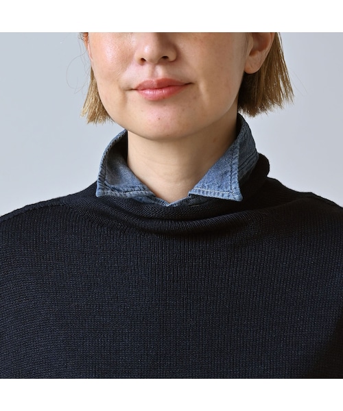 45R（フォーティファイブアール）の「ローゲージ超ガーゼのMベスト（インディゴ）（トップス・レディース・73-影色納戸・00-フリー）」の7枚目の写真