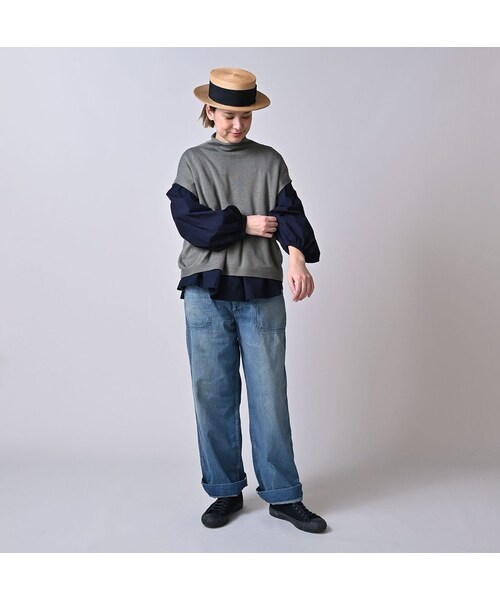 45R（フォーティファイブアール）の「ローゲージ超ガーゼのMベスト（トップス・レディース・05-ホワイトトップ/23-グレートップ/65-グレーカーキトップ/75-ダークネイビー・00-フリー）」の6枚目の写真