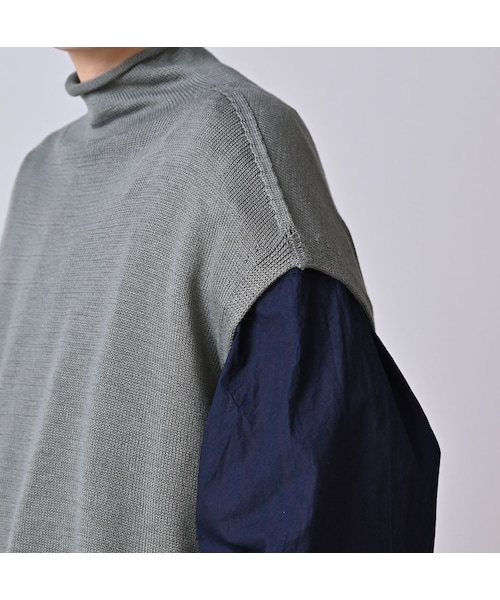 45R（フォーティファイブアール）の「ローゲージ超ガーゼのMベスト（トップス・レディース・05-ホワイトトップ/23-グレートップ/65-グレーカーキトップ/75-ダークネイビー・00-フリー）」の11枚目の写真