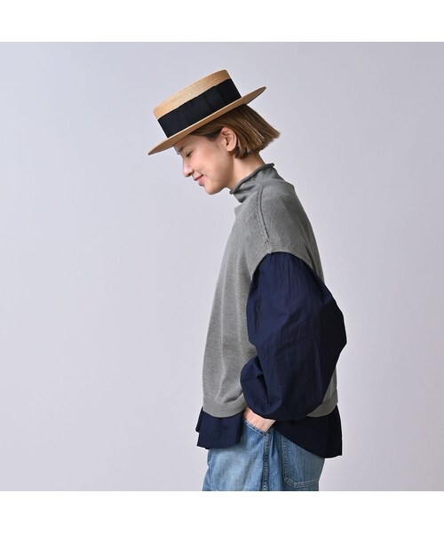 45R（フォーティファイブアール）の「ローゲージ超ガーゼのMベスト（トップス・レディース・05-ホワイトトップ/23-グレートップ/65-グレーカーキトップ/75-ダークネイビー・00-フリー）」の8枚目の写真