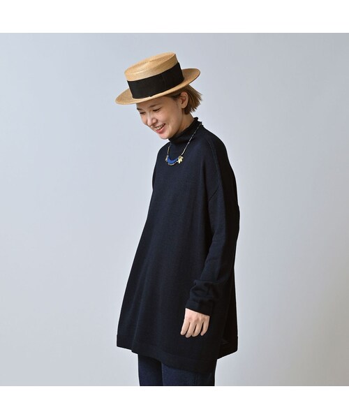 45R（フォーティファイブアール）の「ローゲージ超ガーゼのチュニック（インディゴ）（トップス・レディース・73-影色納戸・00-フリー）」の5枚目の写真