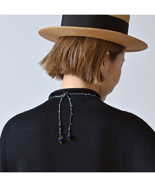 45R（フォーティファイブアール）の「ローゲージ超ガーゼのチュニック（インディゴ）（トップス・レディース・73-影色納戸・00-フリー）」の9枚目の写真