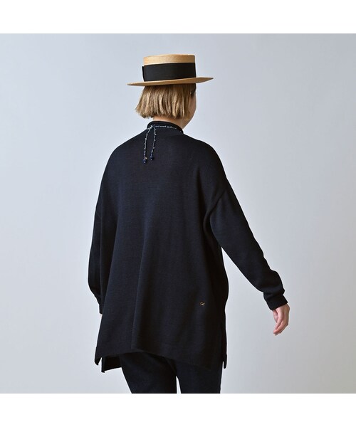 45R（フォーティファイブアール）の「ローゲージ超ガーゼのチュニック（インディゴ）（トップス・レディース・73-影色納戸・00-フリー）」の6枚目の写真