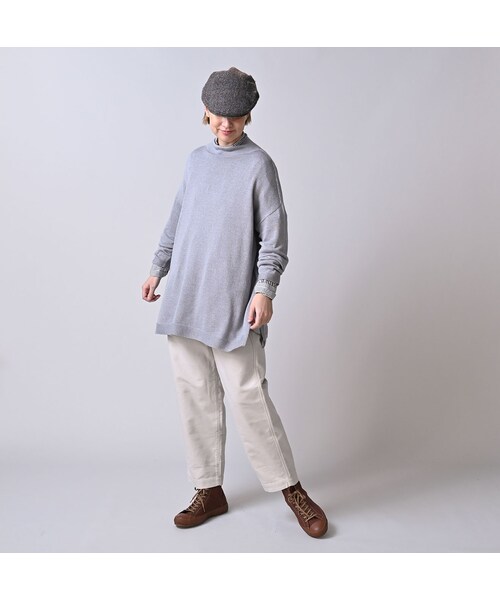 45R（フォーティファイブアール）の「ローゲージ超ガーゼのチュニック（トップス・レディース・05-ホワイトトップ/23-グレートップ/65-グレーカーキトップ/75-ダークネイビー・00-フリー）」の6枚目の写真