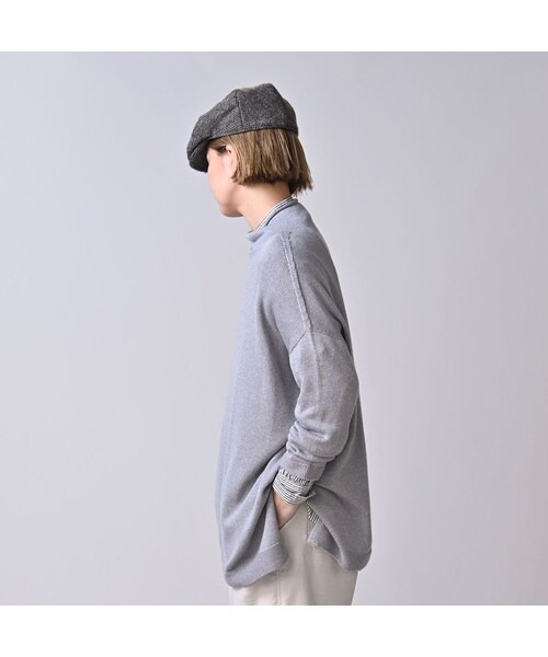 45R（フォーティファイブアール）の「ローゲージ超ガーゼのチュニック（トップス・レディース・05-ホワイトトップ/23-グレートップ/65-グレーカーキトップ/75-ダークネイビー・00-フリー）」の7枚目の写真