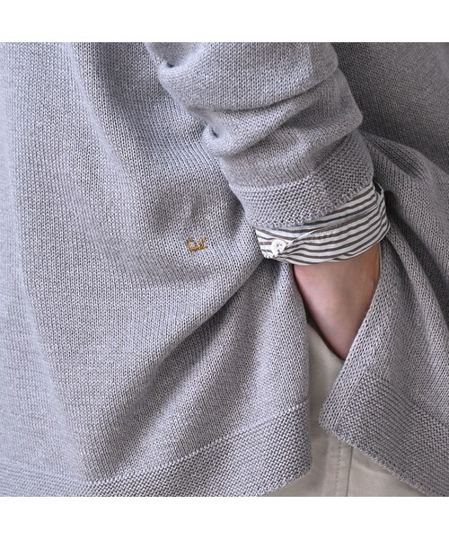 45R（フォーティファイブアール）の「ローゲージ超ガーゼのチュニック（トップス・レディース・05-ホワイトトップ/23-グレートップ/65-グレーカーキトップ/75-ダークネイビー・00-フリー）」の12枚目の写真