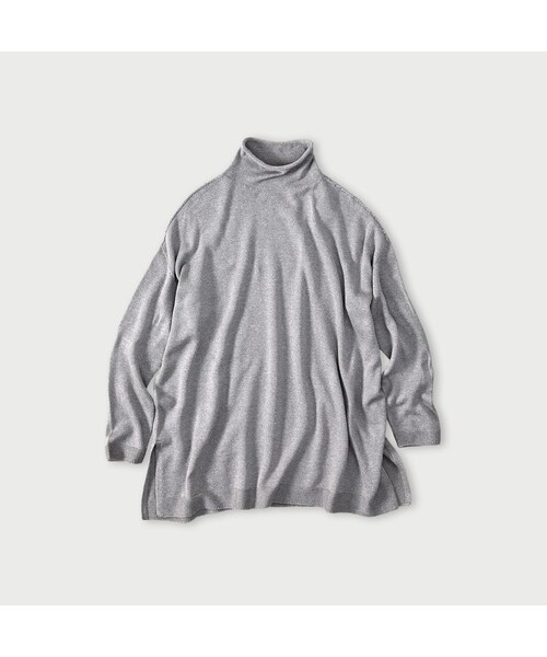 45R（フォーティファイブアール）の「ローゲージ超ガーゼのチュニック（トップス・レディース・05-ホワイトトップ/23-グレートップ/65-グレーカーキトップ/75-ダークネイビー・00-フリー）」の2枚目の写真