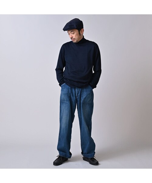 45R（フォーティファイブアール）の「ホール超ガーゼの908タートル（インディゴ）（トップス・レディース・73-影色納戸・00-XXS/01-XS/02-S/03-M/04-L）」の4枚目の写真