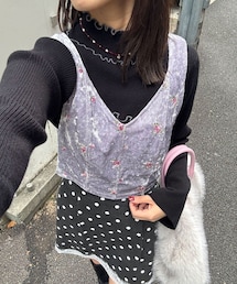 CIAOPANIC | ラインストーンフラワー刺繡ビスチェ(タンクトップ)