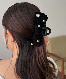 CAPRICIEUX LE'MAGE | 〈GOLDY/ゴールディ〉ベロアリボンビジューバンス(バレッタ/ヘアクリップ)