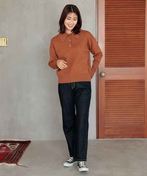 FOUND GOOD（ファウンドグッド）の「ビッグポロ襟ニットプルオーバー/31035184（トップス・ブラック(09)/グレー(15)/ブラウン(53)/グリーン(78)・S/M/L）」の13枚目の写真