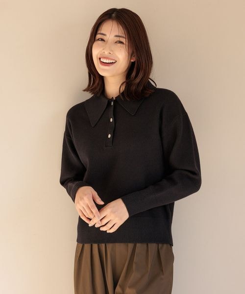 FOUND GOOD（ファウンドグッド）の「ビッグポロ襟ニットプルオーバー/31035184（トップス・ブラック(09)/グレー(15)/ブラウン(53)/グリーン(78)・S/M/L）」の7枚目の写真