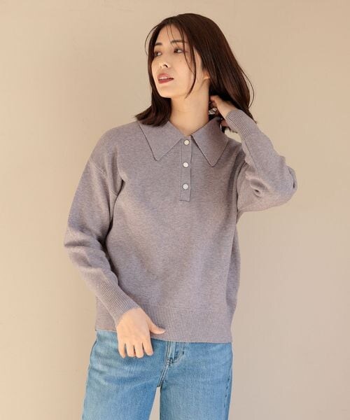 FOUND GOOD（ファウンドグッド）の「ビッグポロ襟ニットプルオーバー/31035184（トップス・ブラック(09)/グレー(15)/ブラウン(53)/グリーン(78)・S/M/L）」の12枚目の写真