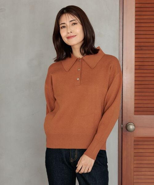 FOUND GOOD（ファウンドグッド）の「ビッグポロ襟ニットプルオーバー/31035184（トップス・ブラック(09)/グレー(15)/ブラウン(53)/グリーン(78)・S/M/L）」の16枚目の写真