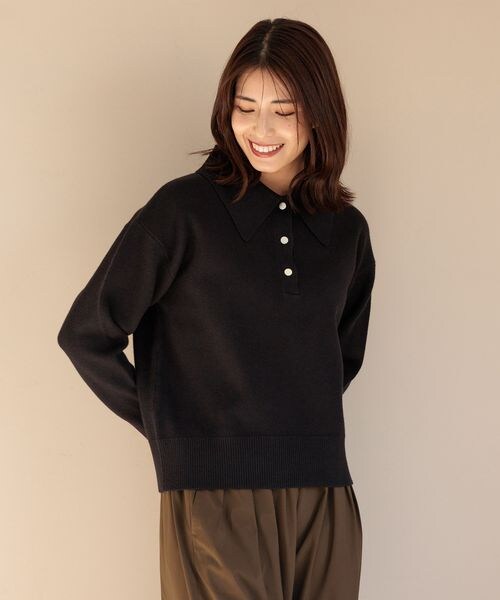 FOUND GOOD（ファウンドグッド）の「ビッグポロ襟ニットプルオーバー/31035184（トップス・ブラック(09)/グレー(15)/ブラウン(53)/グリーン(78)・S/M/L）」の8枚目の写真