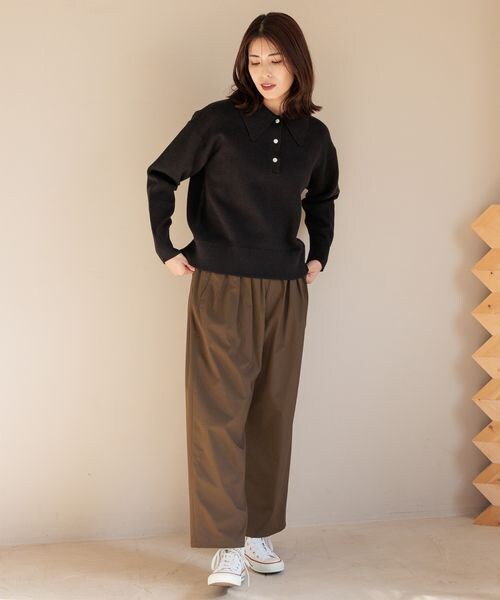 FOUND GOOD（ファウンドグッド）の「ビッグポロ襟ニットプルオーバー/31035184（トップス・ブラック(09)/グレー(15)/ブラウン(53)/グリーン(78)・S/M/L）」の6枚目の写真