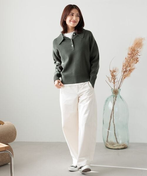 FOUND GOOD（ファウンドグッド）の「ビッグポロ襟ニットプルオーバー/31035184（トップス・ブラック(09)/グレー(15)/ブラウン(53)/グリーン(78)・S/M/L）」の18枚目の写真