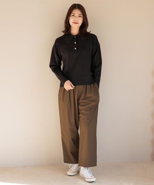 FOUND GOOD（ファウンドグッド）の「ビッグポロ襟ニットプルオーバー/31035184（トップス・ブラック(09)/グレー(15)/ブラウン(53)/グリーン(78)・S/M/L）」の3枚目の写真