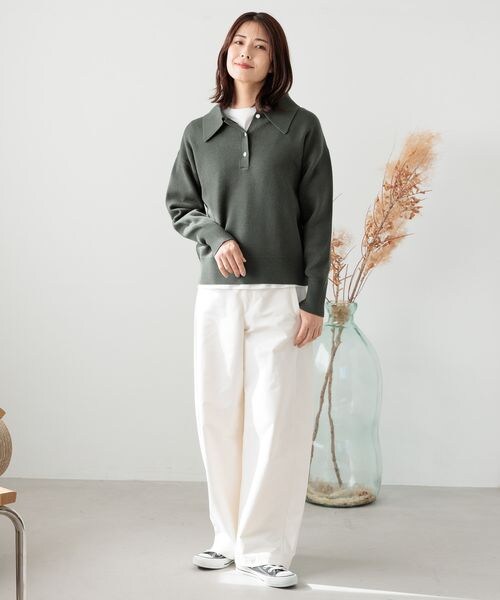 FOUND GOOD（ファウンドグッド）の「ビッグポロ襟ニットプルオーバー/31035184（トップス・ブラック(09)/グレー(15)/ブラウン(53)/グリーン(78)・S/M/L）」の17枚目の写真