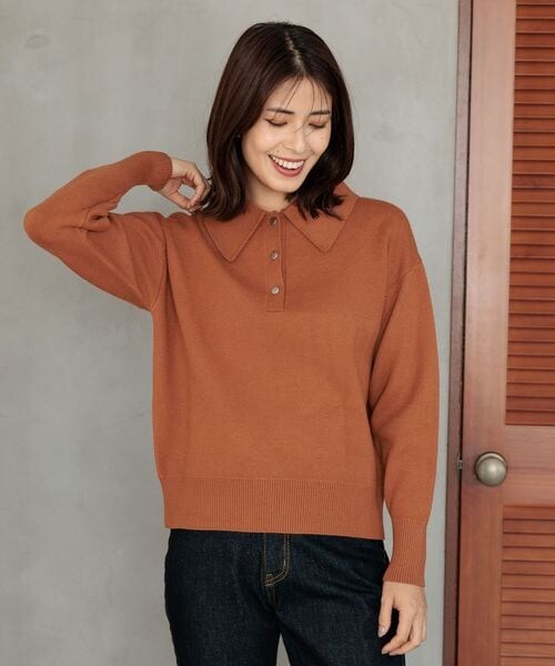 FOUND GOOD（ファウンドグッド）の「ビッグポロ襟ニットプルオーバー/31035184（トップス・ブラック(09)/グレー(15)/ブラウン(53)/グリーン(78)・S/M/L）」の15枚目の写真