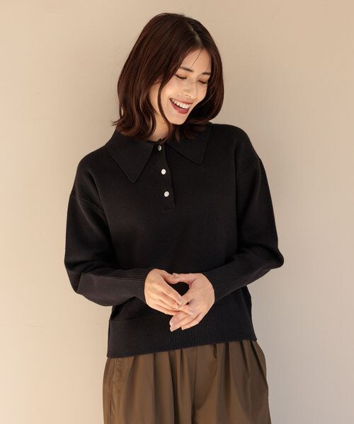 FOUND GOOD（ファウンドグッド）の「ビッグポロ襟ニットプルオーバー/31035184（トップス・ブラック(09)/グレー(15)/ブラウン(53)/グリーン(78)・S/M/L）」の4枚目の写真