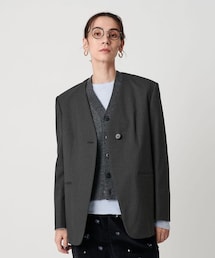 BEAUTY&YOUTH UNITED ARROWS（ビューティーアンドユースユナイテッドアローズ）の「ポリエステルレーヨン ノーカラー1ボタンジャケット（ジャケット/アウター）」