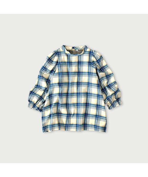 45R(フォーティファイブアール)の「インド二重織のぽよんパフブラウス(その他・レディース・43-ピンク/53-赤タータンチェック/72-サックス×ホワイト・00-フリー)」の3枚目の写真