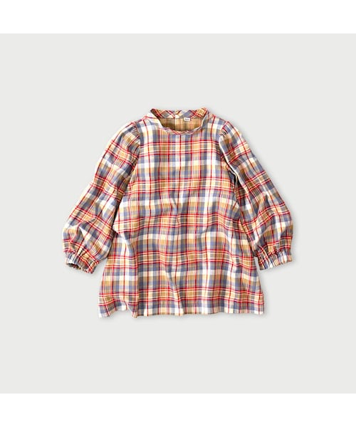 45R(フォーティファイブアール)の「インド二重織のぽよんパフブラウス(その他・レディース・43-ピンク/53-赤タータンチェック/72-サックス×ホワイト・00-フリー)」の1枚目の写真