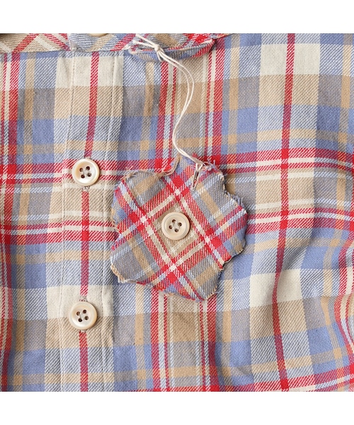 45R(フォーティファイブアール)の「インド二重織のぽよんパフブラウス(その他・レディース・43-ピンク/53-赤タータンチェック/72-サックス×ホワイト・00-フリー)」の15枚目の写真