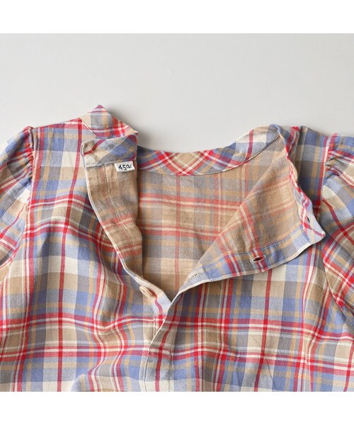 45R(フォーティファイブアール)の「インド二重織のぽよんパフブラウス(その他・レディース・43-ピンク/53-赤タータンチェック/72-サックス×ホワイト・00-フリー)」の13枚目の写真