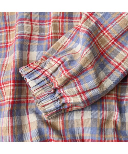 45R(フォーティファイブアール)の「インド二重織のぽよんパフブラウス(その他・レディース・43-ピンク/53-赤タータンチェック/72-サックス×ホワイト・00-フリー)」の12枚目の写真