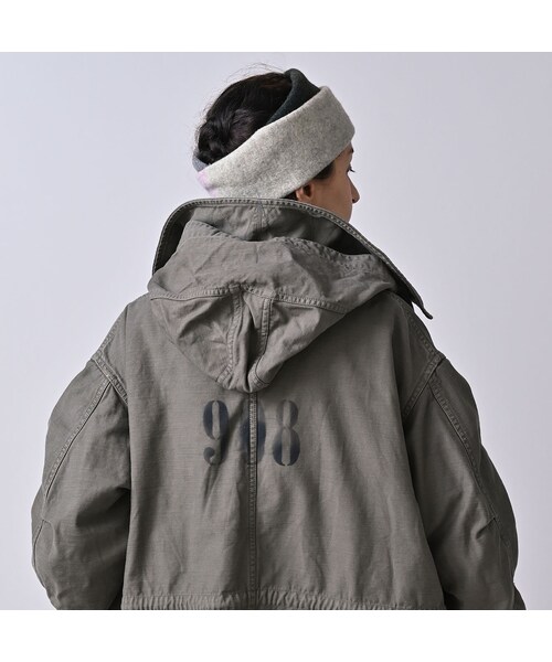 45R（フォーティファイブアール）の「バックサテン×ナイロン裏毛の908カナディアンモッズコート（ジャケット/アウター・レディース・62-グレーカーキ(ロゴなし)/63-グレーカーキ・01-XS/02-S/03-M/04-L）」の14枚目の写真