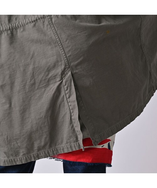 45R（フォーティファイブアール）の「バックサテン×ナイロン裏毛の908カナディアンモッズコート（ジャケット/アウター・レディース・62-グレーカーキ(ロゴなし)/63-グレーカーキ・01-XS/02-S/03-M/04-L）」の17枚目の写真