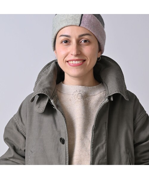 45R（フォーティファイブアール）の「バックサテン×ナイロン裏毛の908カナディアンモッズコート（ジャケット/アウター・レディース・62-グレーカーキ(ロゴなし)/63-グレーカーキ・01-XS/02-S/03-M/04-L）」の10枚目の写真