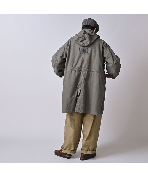 45R（フォーティファイブアール）の「バックサテン×ナイロン裏毛の908カナディアンモッズコート（ジャケット/アウター・レディース・62-グレーカーキ(ロゴなし)/63-グレーカーキ・01-XS/02-S/03-M/04-L）」の9枚目の写真