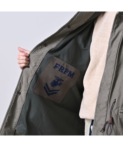 45R（フォーティファイブアール）の「バックサテン×ナイロン裏毛の908カナディアンモッズコート（ジャケット/アウター・レディース・62-グレーカーキ(ロゴなし)/63-グレーカーキ・01-XS/02-S/03-M/04-L）」の12枚目の写真