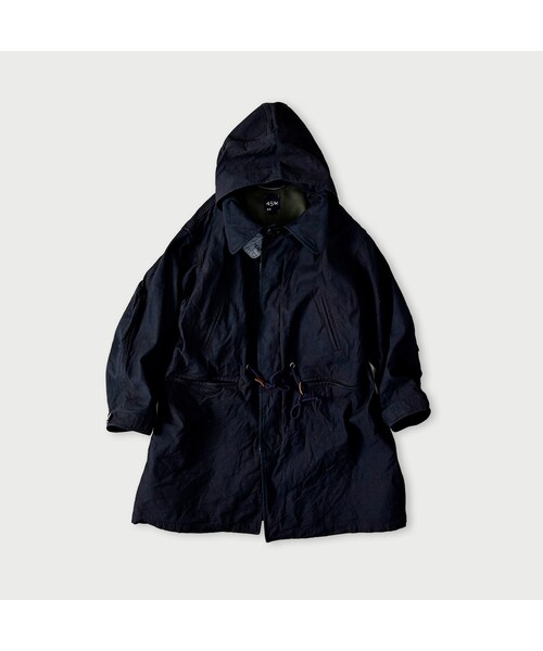 45R（フォーティファイブアール）の「バックサテン×ナイロン裏毛の908カナディアンモッズコート（インディゴ）（ジャケット/アウター・レディース・73-R45(ロゴなし)/74-R45・01-XS/03-M/04-L/02-S）」の2枚目の写真