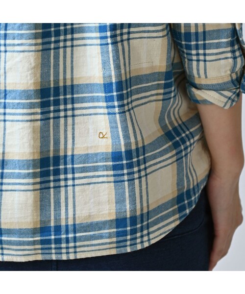 45R（フォーティファイブアール）の「インド二重織の908オーシャンボタンダウンシャツ（その他・レディース・43-ピンク/53-赤タータンチェック/72-サックス×ホワイト・01-XS/02-S/03-M/04-L/05-XL）」の19枚目の写真