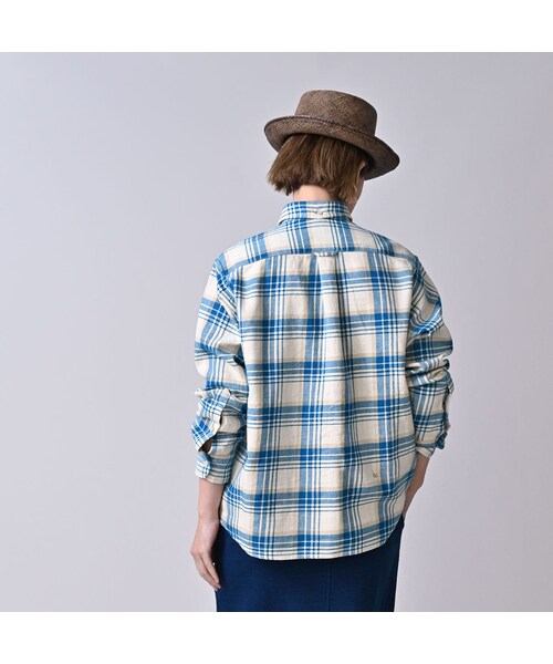 45R（フォーティファイブアール）の「インド二重織の908オーシャンボタンダウンシャツ（その他・レディース・43-ピンク/53-赤タータンチェック/72-サックス×ホワイト・01-XS/02-S/03-M/04-L/05-XL）」の9枚目の写真