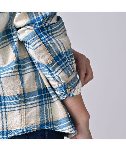 45R（フォーティファイブアール）の「インド二重織の908オーシャンボタンダウンシャツ（その他・レディース・43-ピンク/53-赤タータンチェック/72-サックス×ホワイト・01-XS/02-S/03-M/04-L/05-XL）」の18枚目の写真