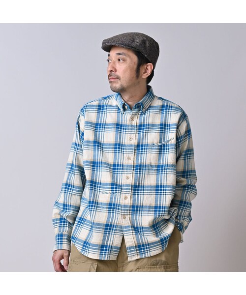 45R（フォーティファイブアール）の「インド二重織の908オーシャンボタンダウンシャツ（その他・レディース・43-ピンク/53-赤タータンチェック/72-サックス×ホワイト・01-XS/02-S/03-M/04-L/05-XL）」の10枚目の写真